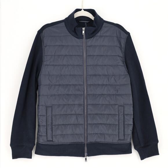 Alfani Men's Black Mixed-Media Quilted Knit Casual Full-Zip Bomber Jacket Size S - Picture 2 of 4